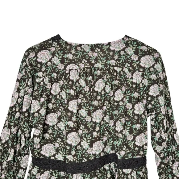 NEW American Eagle Witchy Dark Floral Long SleeveCottage Core Blouse Sz S - Picture 9 of 9